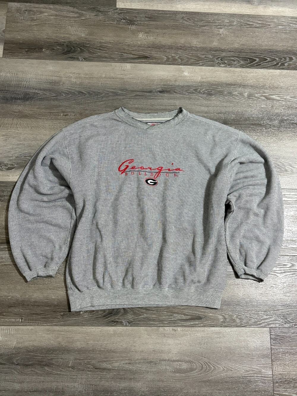 Vintage Cadre Athletic Georgia Bulldogs Grey Crewneck Sweater Y2K - Men’s Large - Picture 1 of 8